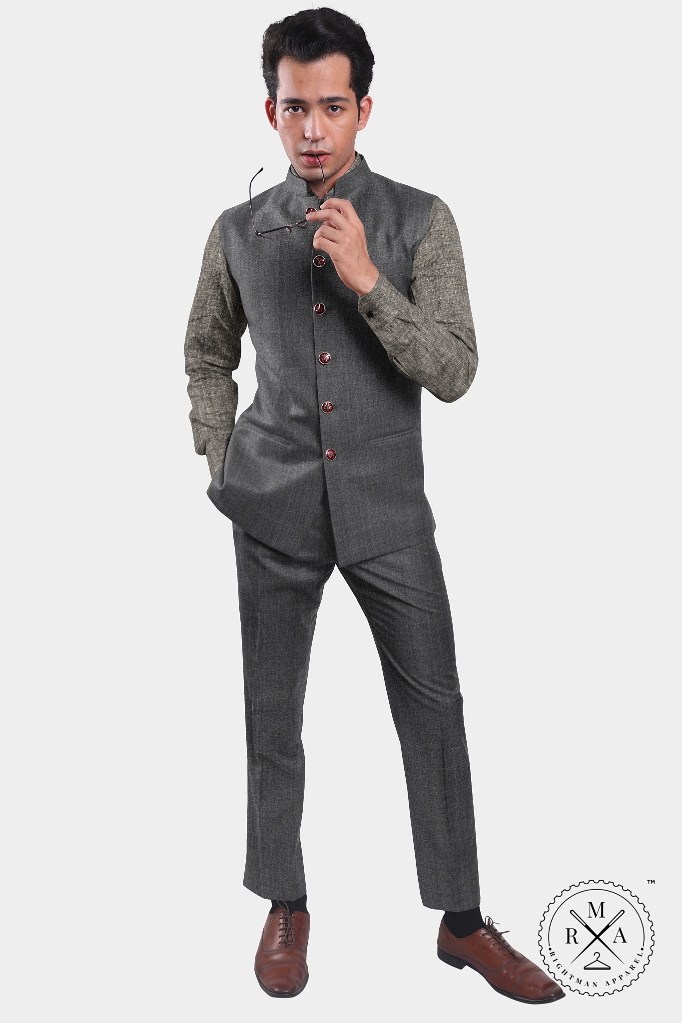 Textured Grey Half Jacket SU114